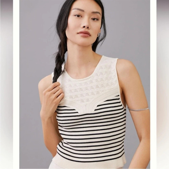 MAEVE | Anthropologie Striped Crop Knit Sleeveless Top Women's Size M - Picture 1 of 10